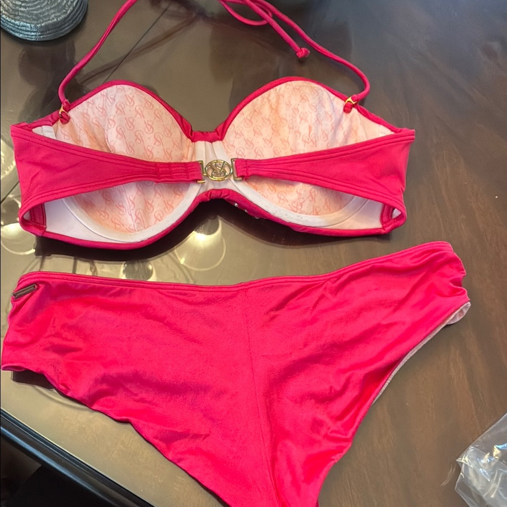 Victoria's Secret Pink and Gold Bikini with Sparkling Details - Picture 5 of 9